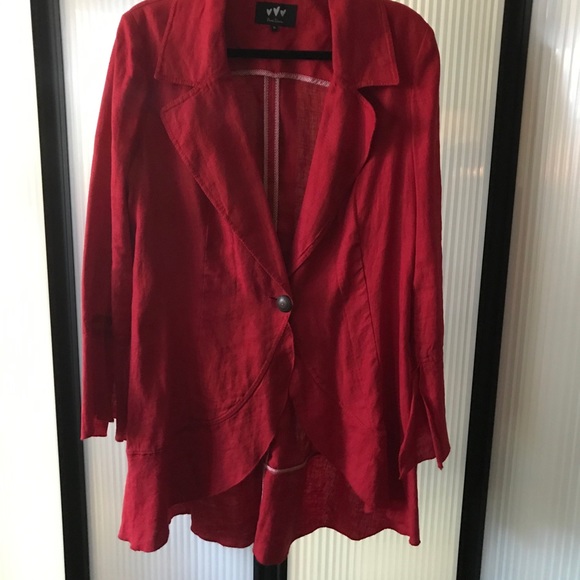 Lagenlook 1 button at waist cotton jacket. Unique! - Picture 5 of 10